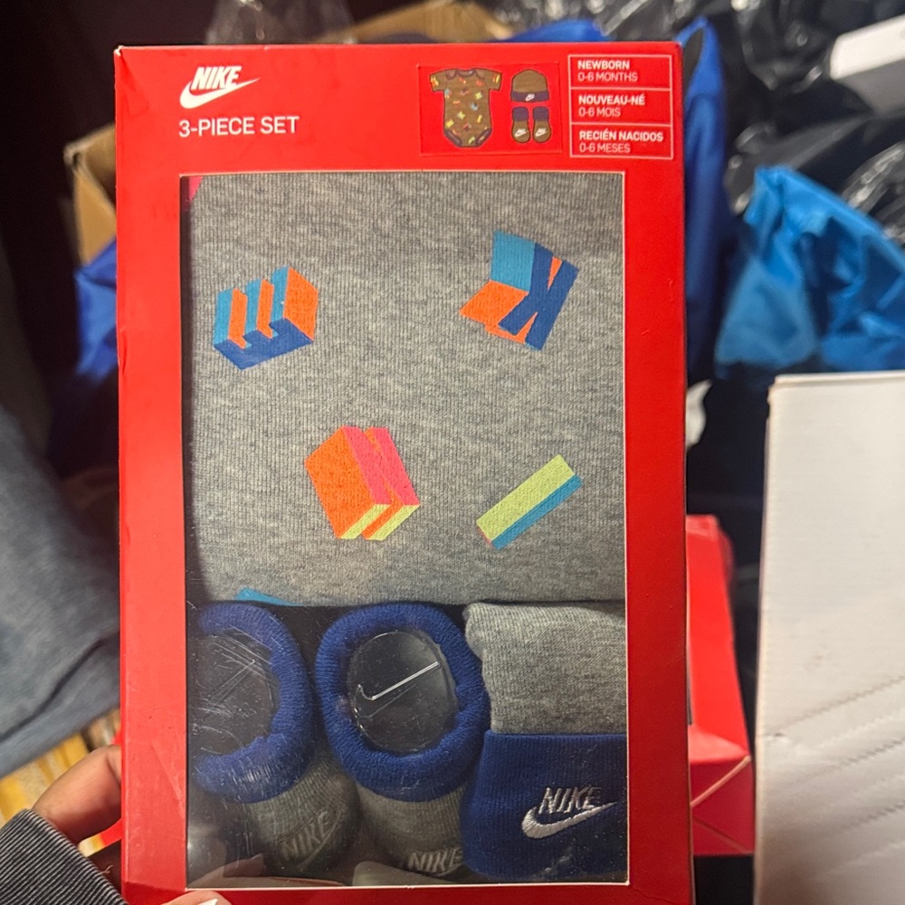 Nike Newborn Gray and Blue Sock Set
